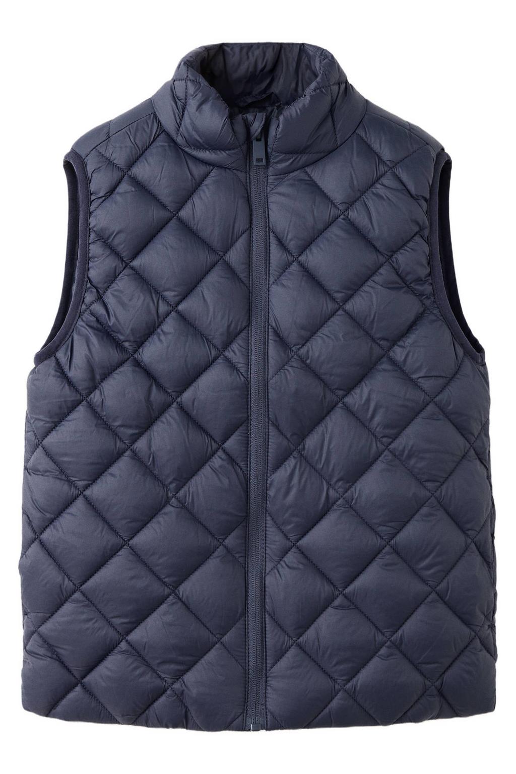 Marineblauw jongens Mango Kids bodywarmer blauw van polyamide met effen, opstaande kraag en ritssluiting