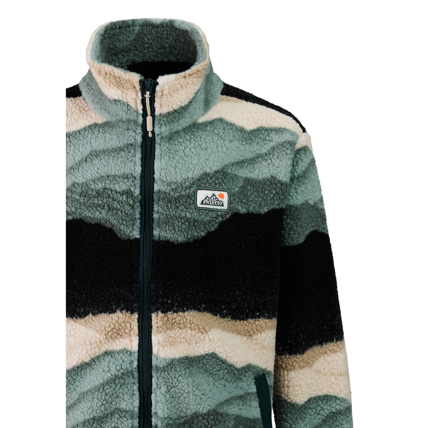 Protest fleecevest groen zwart beige