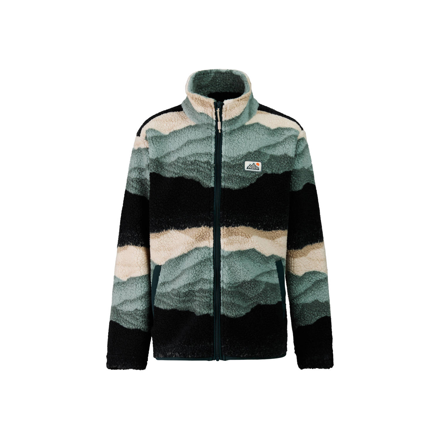 Protest fleecevest groen zwart beige