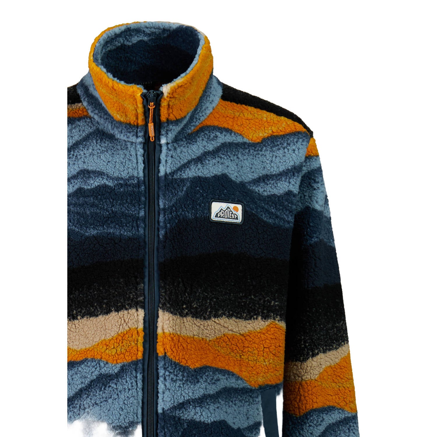 Protest fleecevest blauw oranje