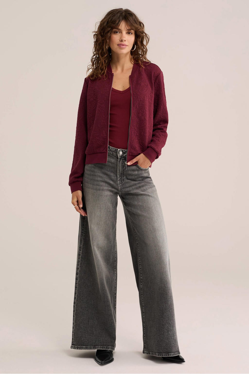 WE Fashion jas - donkerrood