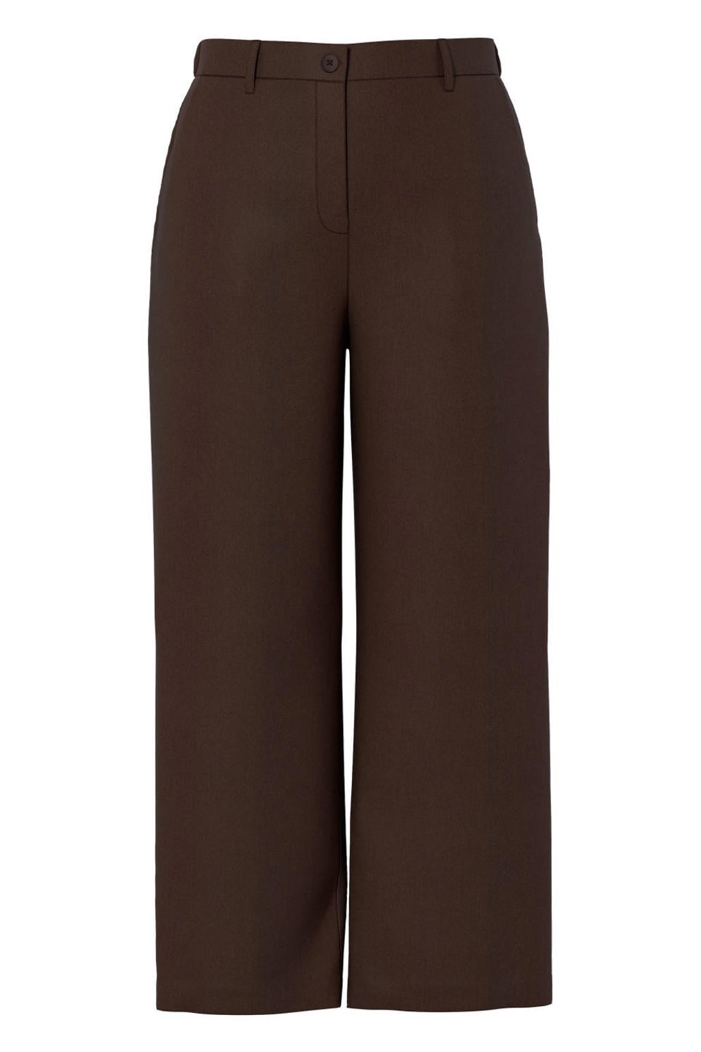PIECES Curve wide leg high waist casual broek Plus Size - bruin