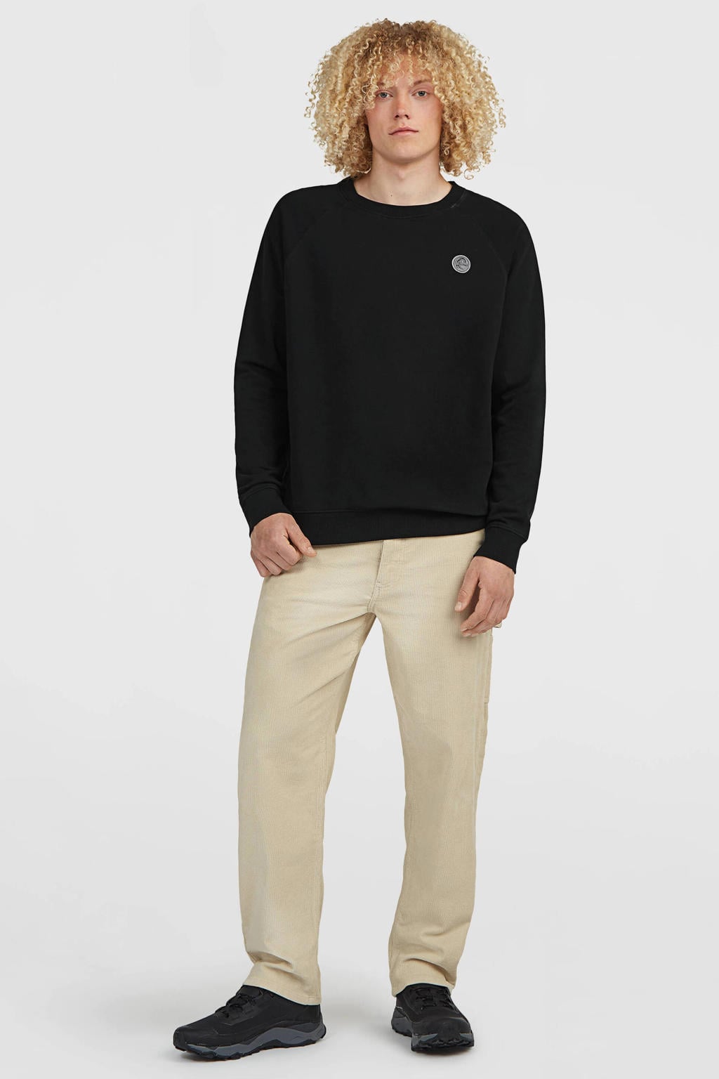 Zwarte heren O'Neill O'Riginals katoenen sweater met lange mouwen en ronde hals