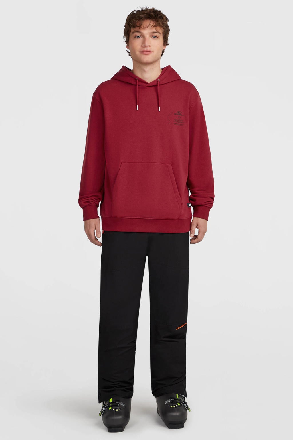 Rode heren O'Neill regular fit hoodie van katoen met effen, lange mouwen en capuchon