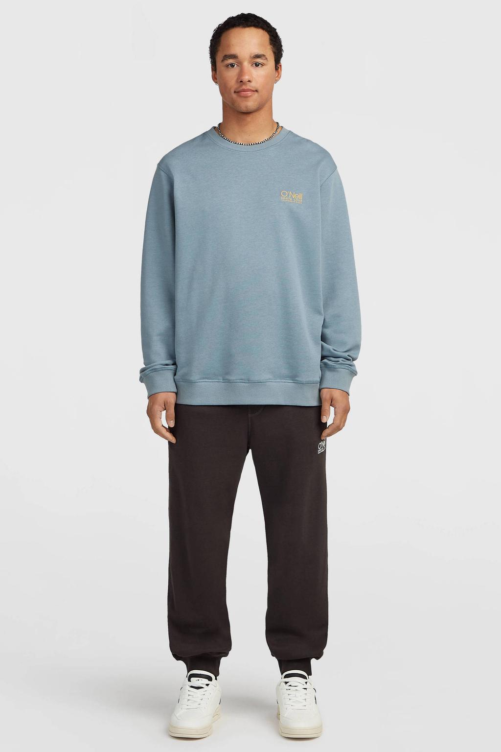 Blauwe heren O'Neill Cali katoenen regular fit outdoor sweater met lange mouwen en ronde hals