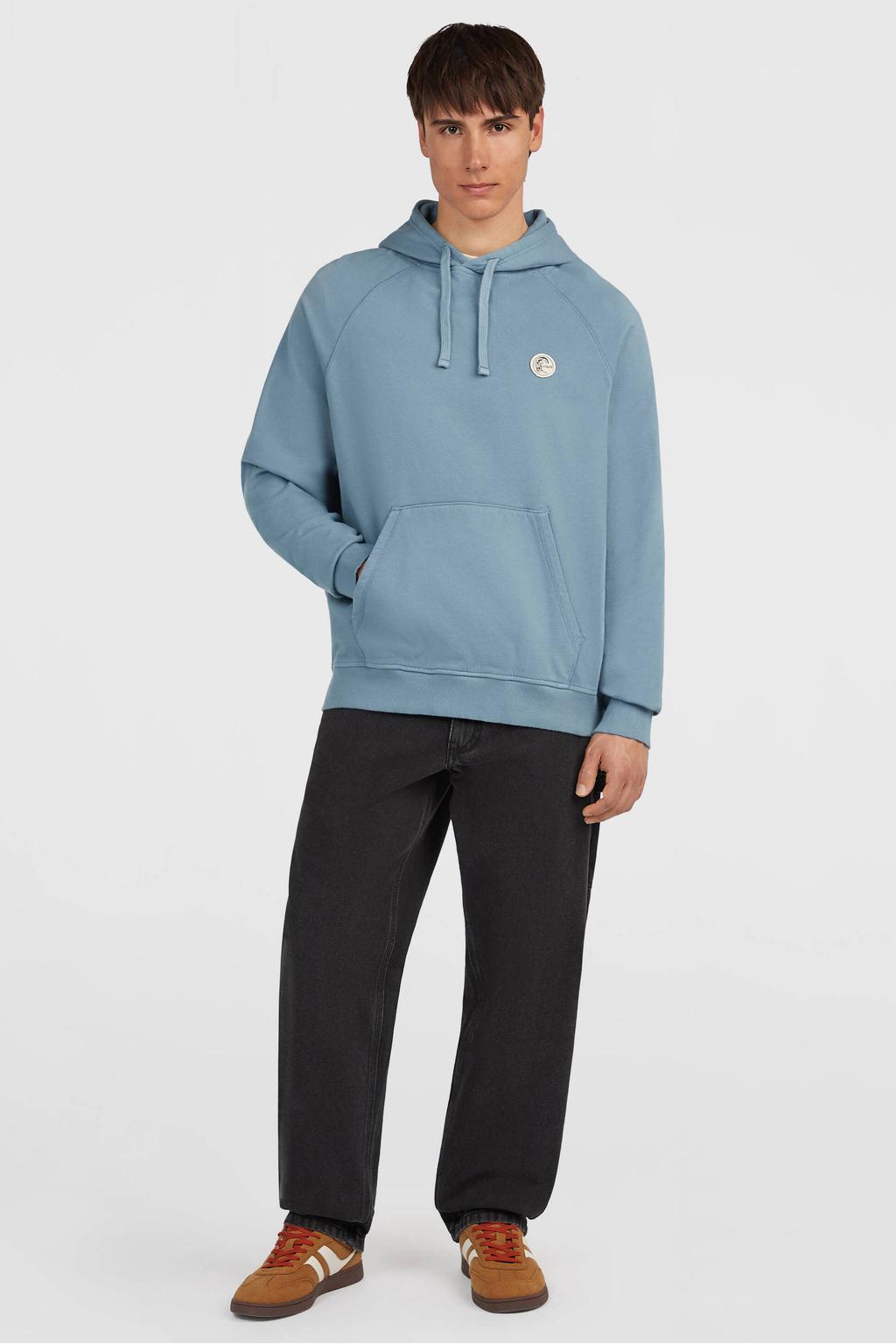 Lichtblauwe heren O'Neill regular fit hoodie van katoen met effen, lange mouwen en capuchon