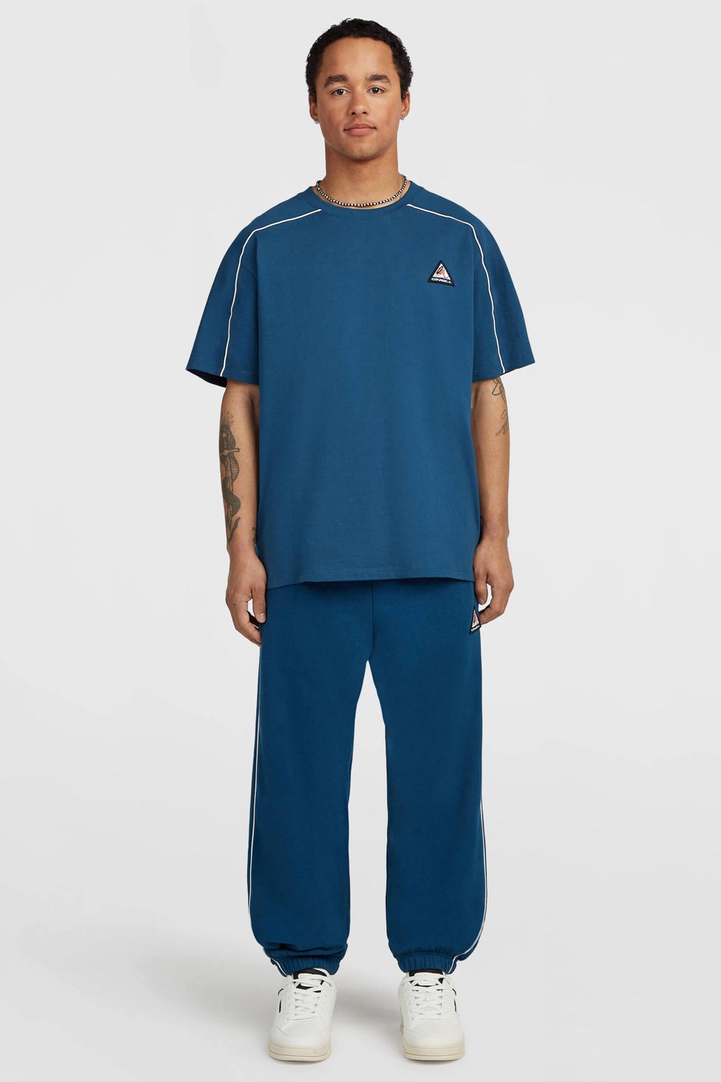 Blauwe heren O'Neill FWC'Play T-shirt van jersey met effen, korte mouwen en ronde hals