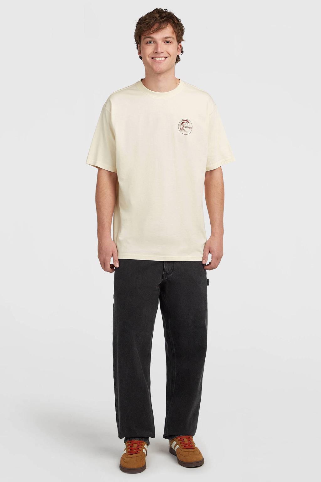 Witte heren O'Neill O'Riginals Retro T-shirt van jersey met effen, korte mouwen en ronde hals