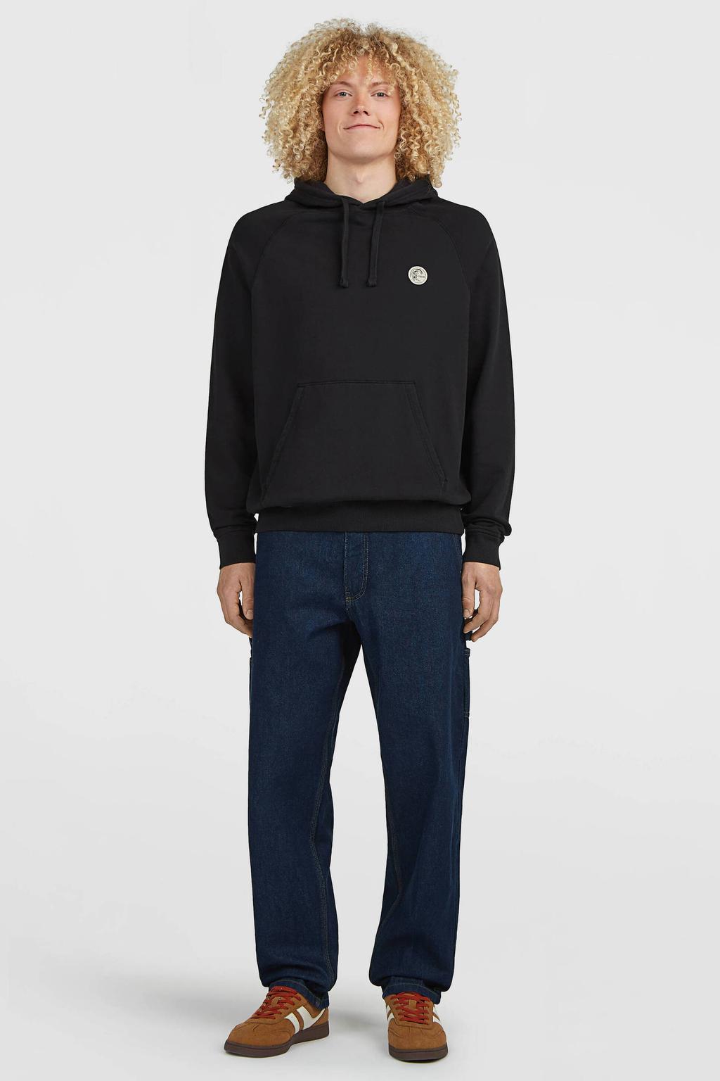 Zwarte heren O'Neill regular fit hoodie van katoen met effen, lange mouwen en capuchon