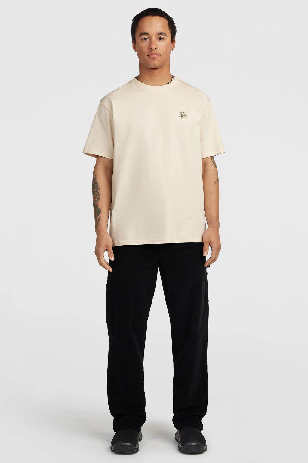 Witte heren O'Neill outdoor T-shirt van katoen met effen, korte mouwen en ronde hals