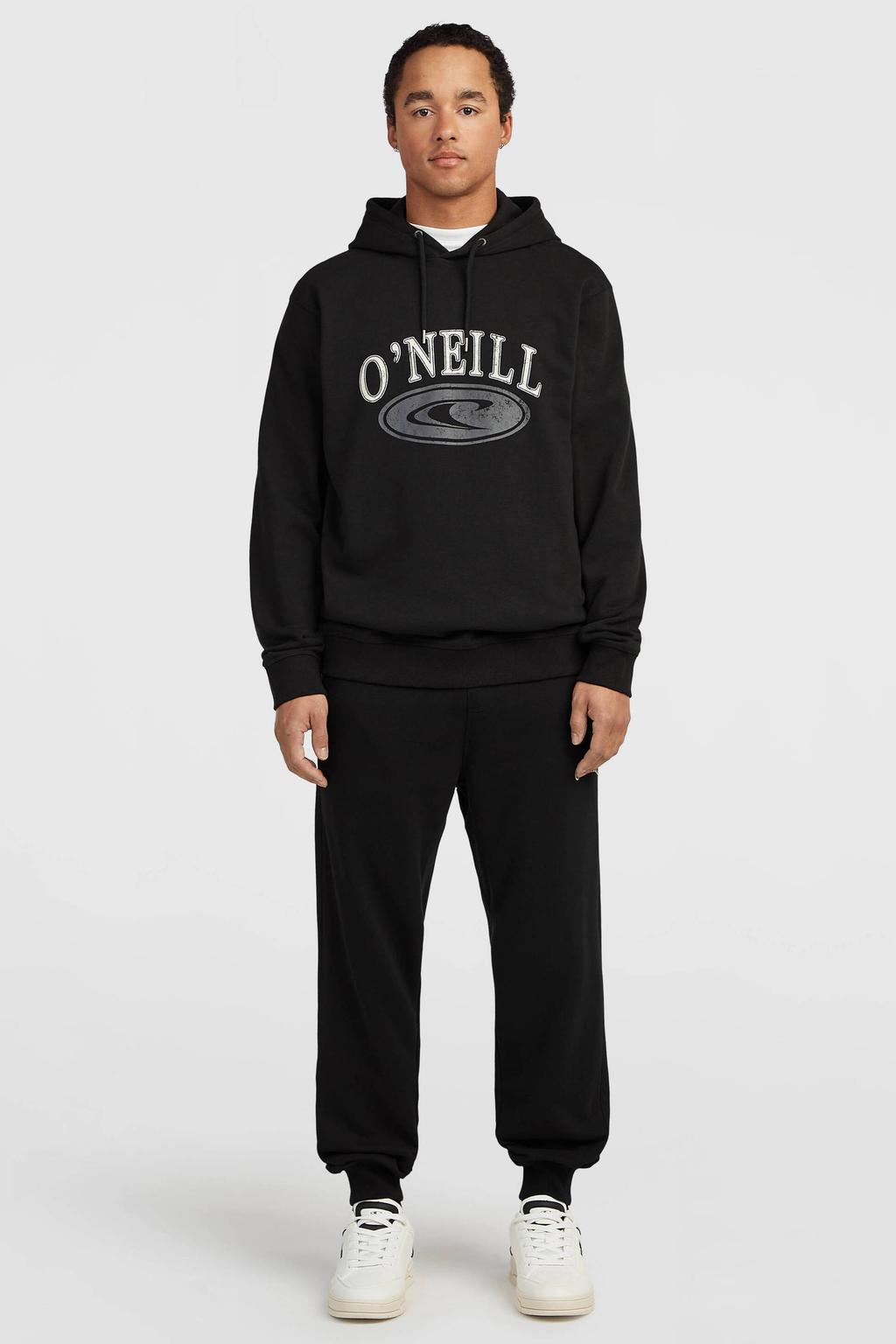 Zwarte heren O'Neill regular fit hoodie van katoen met effen, lange mouwen en capuchon