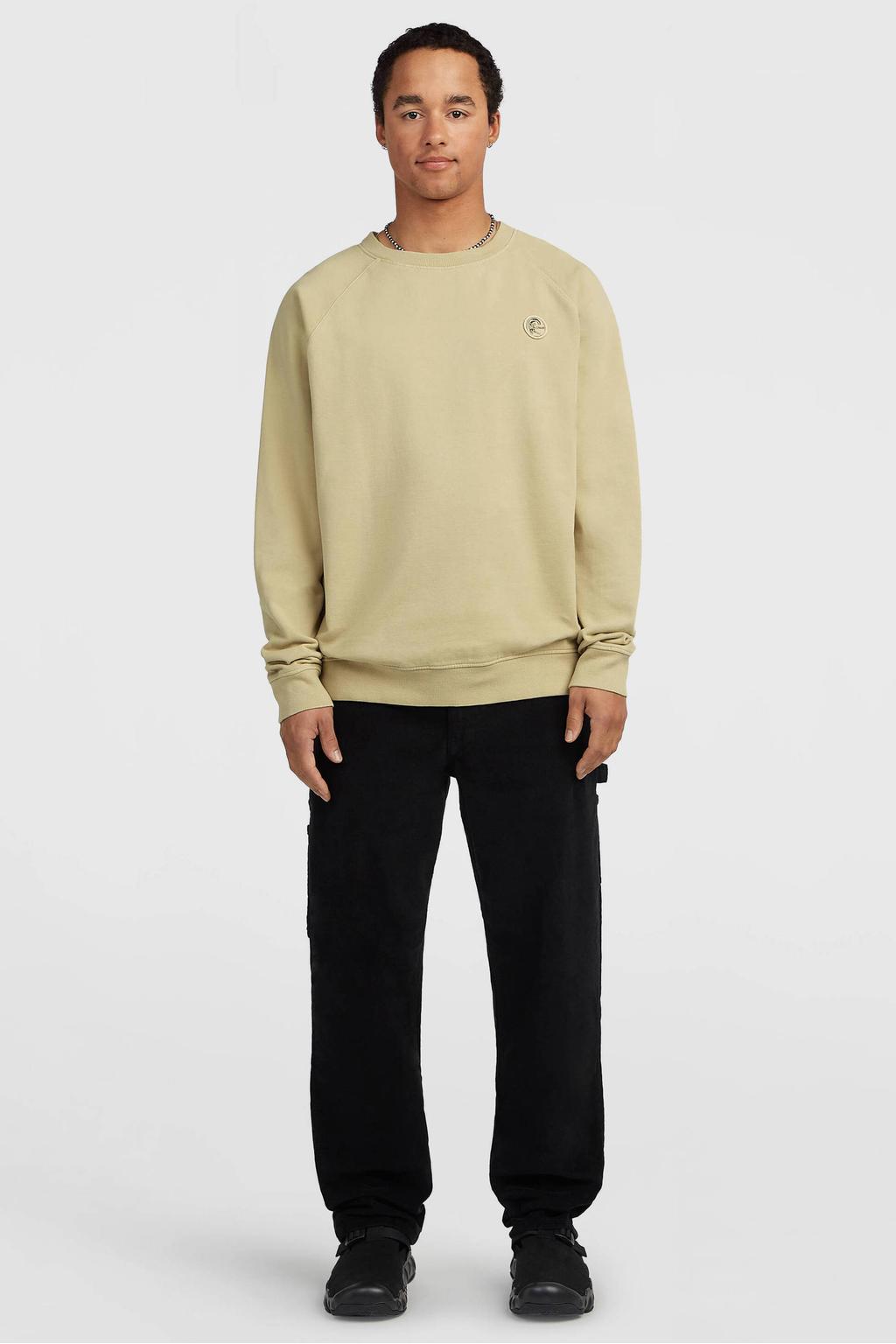 Zandkleurige heren O'Neill katoenen sweater met lange mouwen en ronde hals