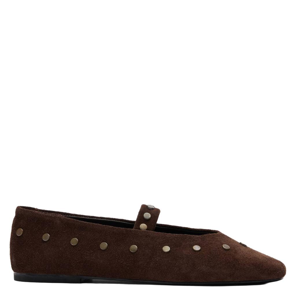 Donkerblauwe dames Sacha suède ballerina's met studs -
