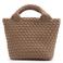 Manfield gevlochten mini handtas taupe