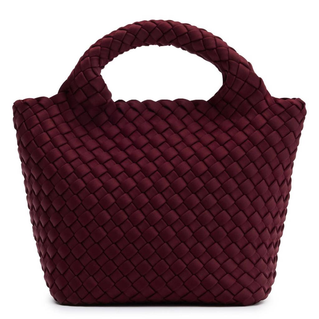 Manfield gevlochten mini handtas bordeauxrood