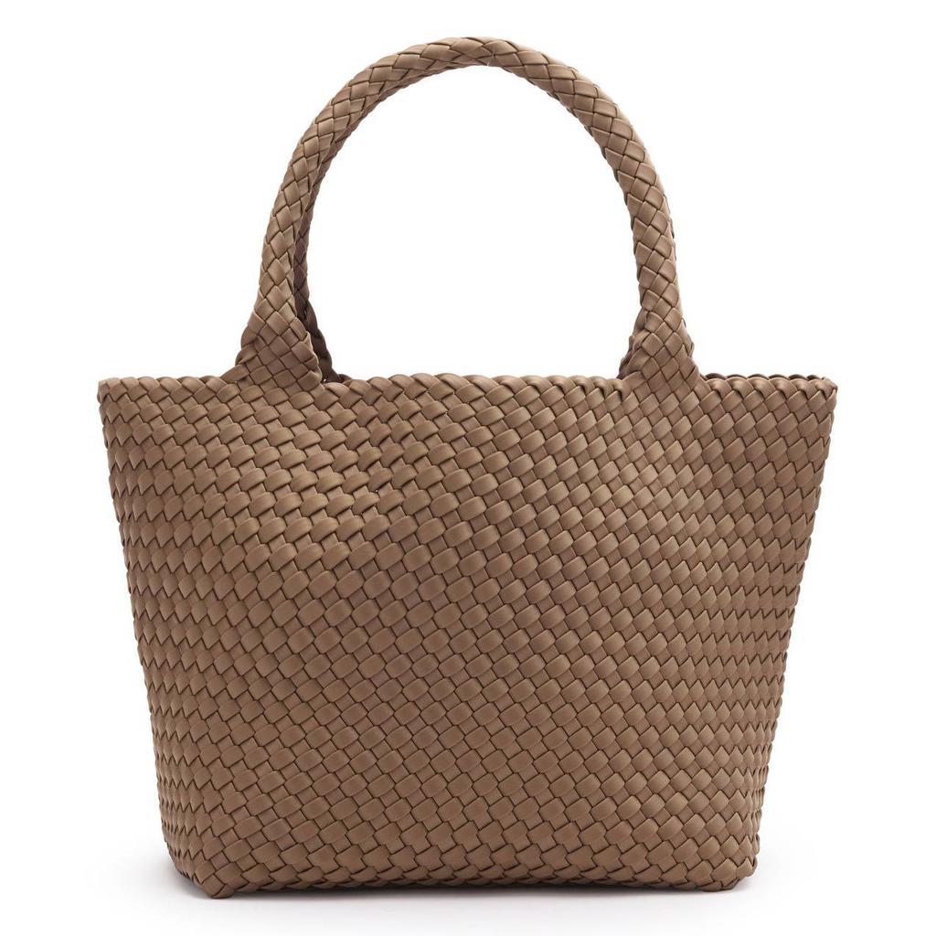 Manfield gevlochten shopper taupe