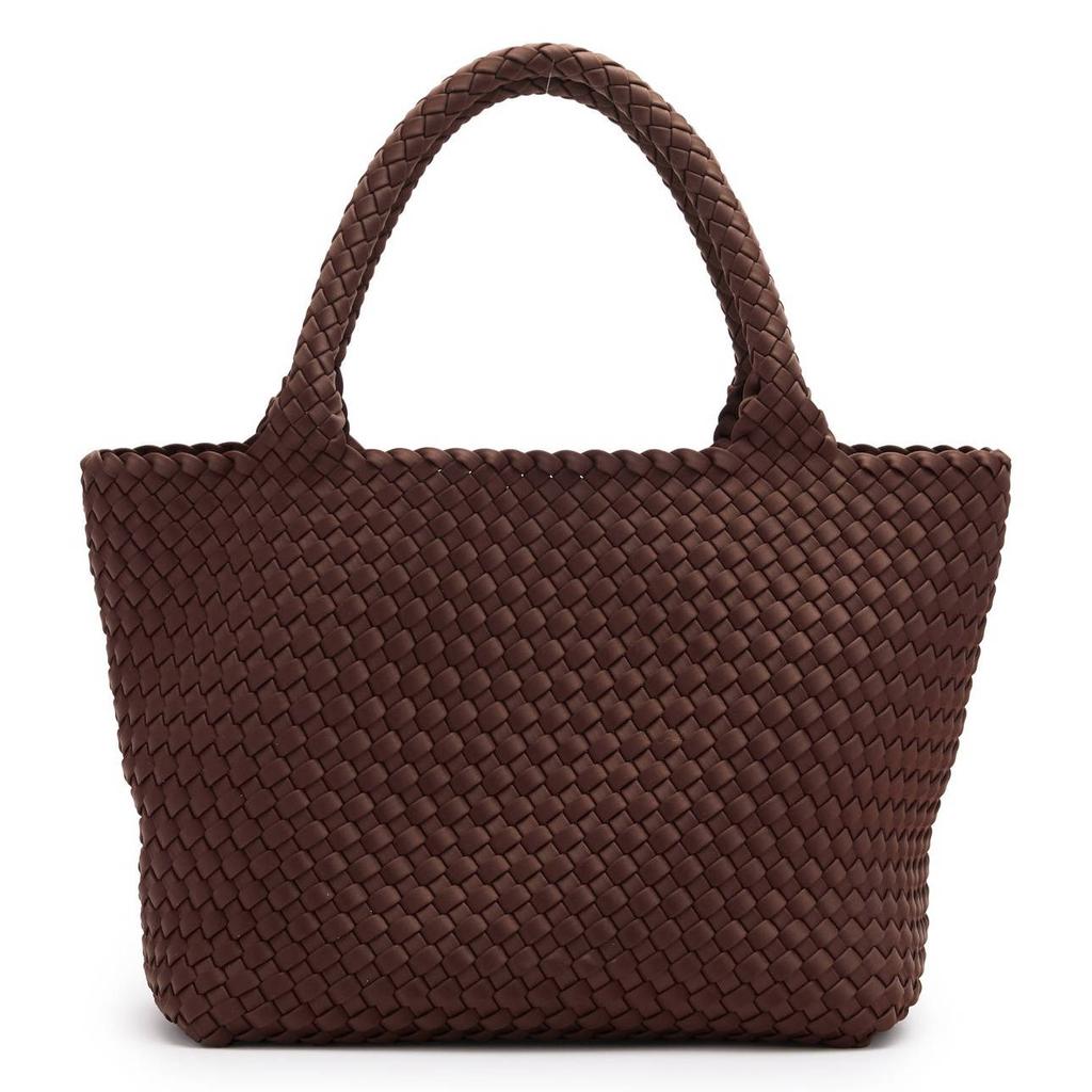 Manfield gevlochten shopper donkerbruin