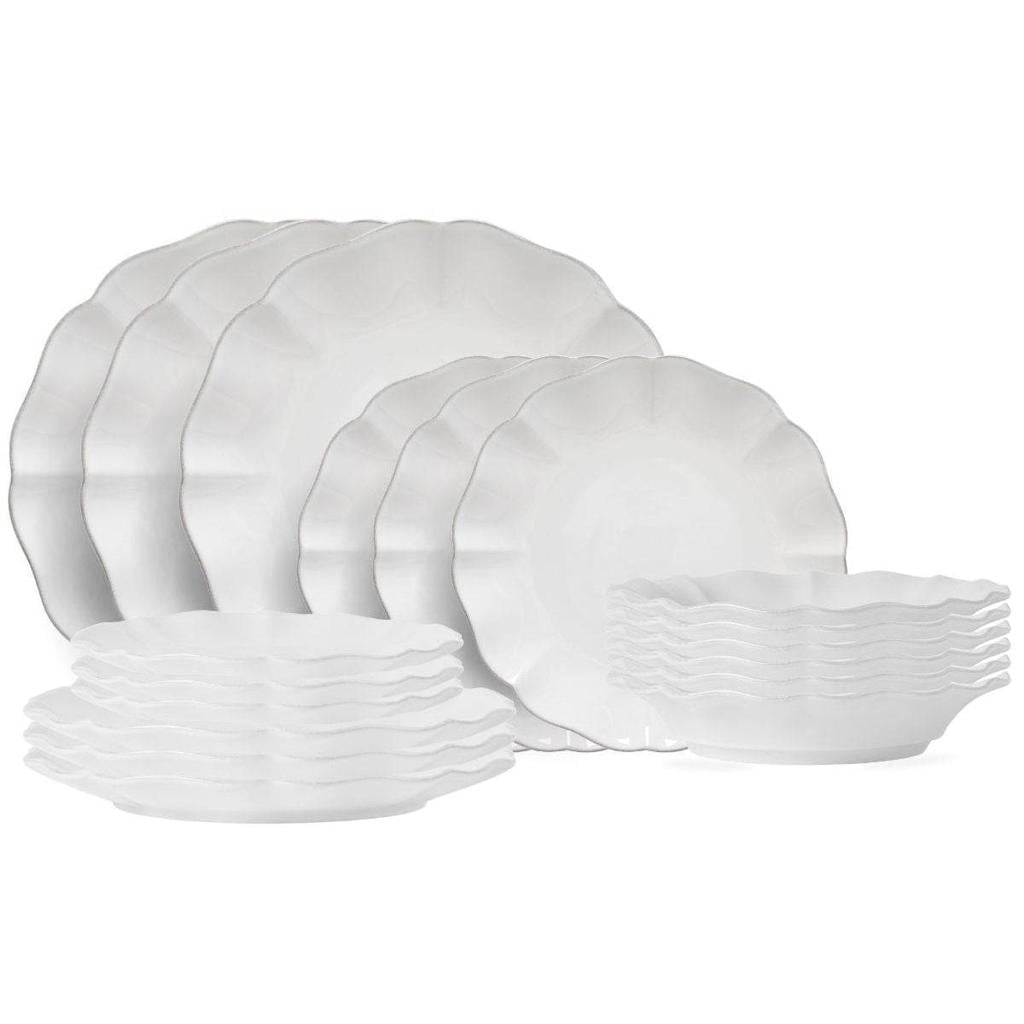 Costa Nova Serviesset Rosa White 18-delig / 6 personen - 6 dinerborden, 6 ontbijtborden & 6 diepe borden