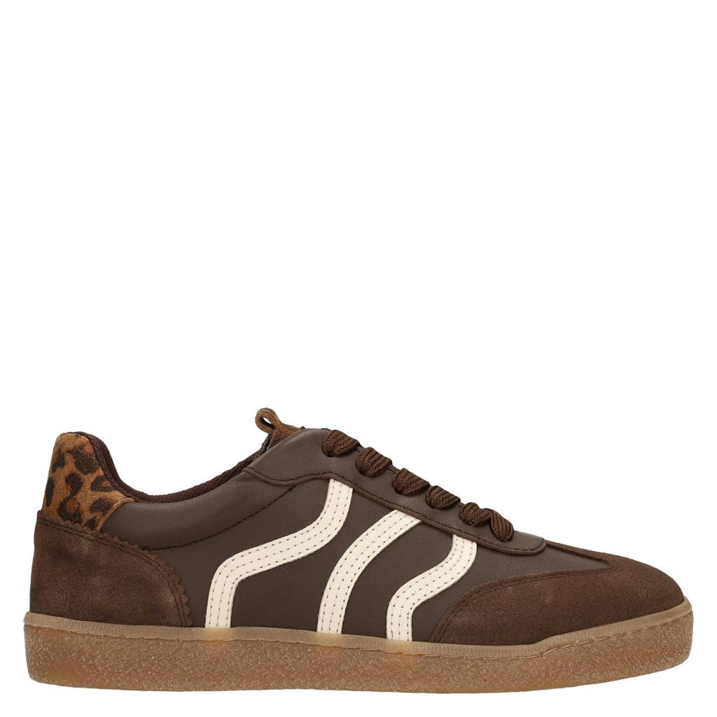 Donkerblauwe dames No Stress leren sneakers - van suède met veters