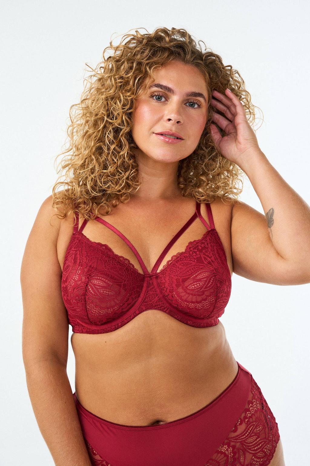 Zizzi Plus Size niet-voorgevormde beugel-bh - rood