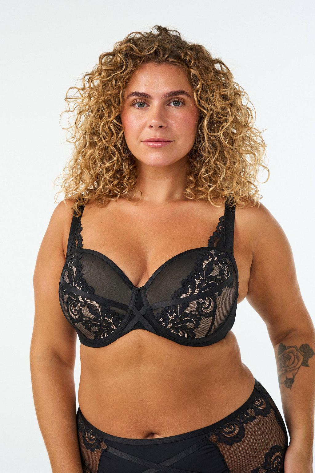 Zizzi Plus Size niet-voorgevormde beugel-bh - zwart