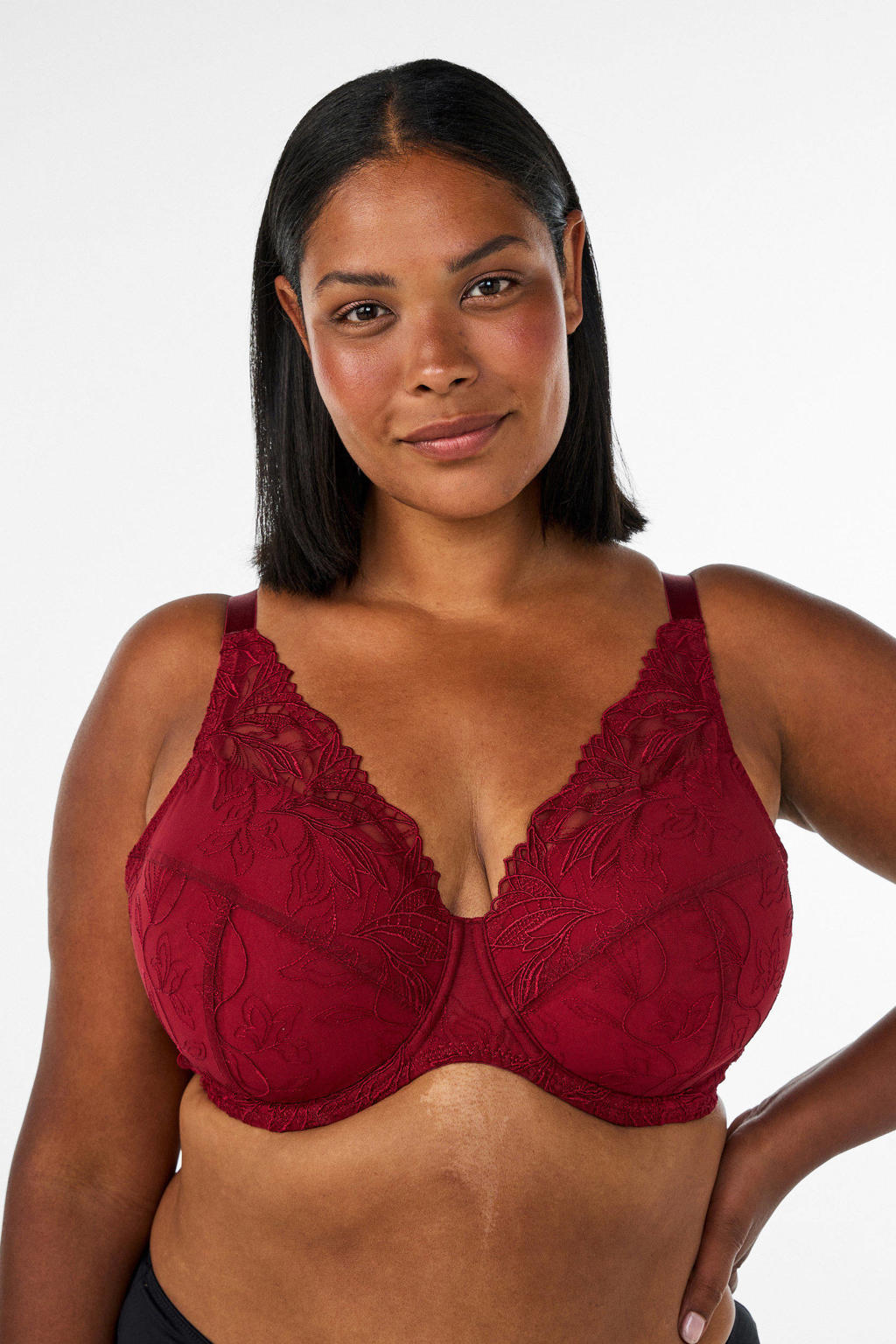 Zizzi voorgevormde Plus Size kanten beugel-bh - rood