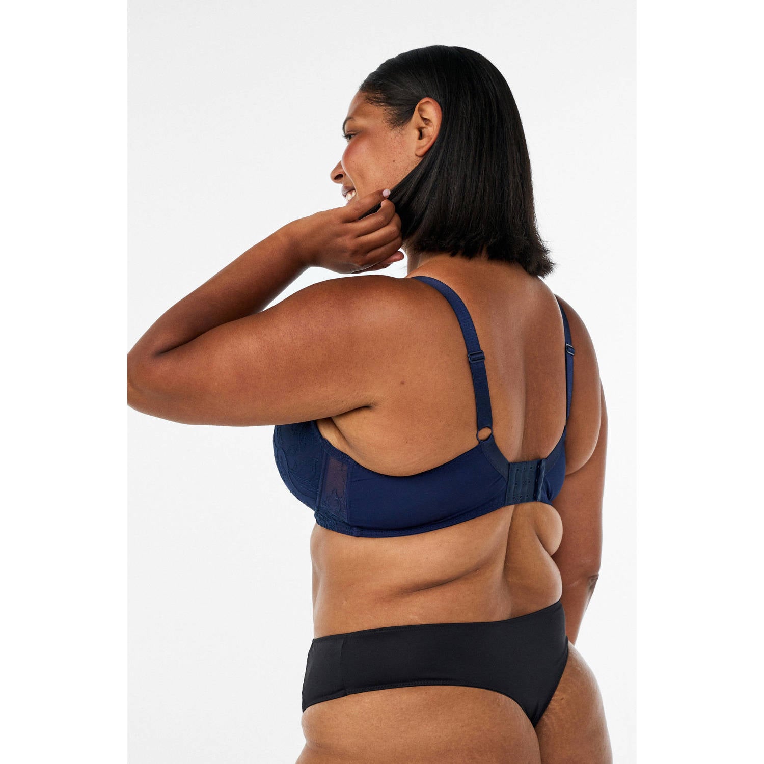 Zizzi voorgevormde Plus Size kanten bh met beugel donkerblauw