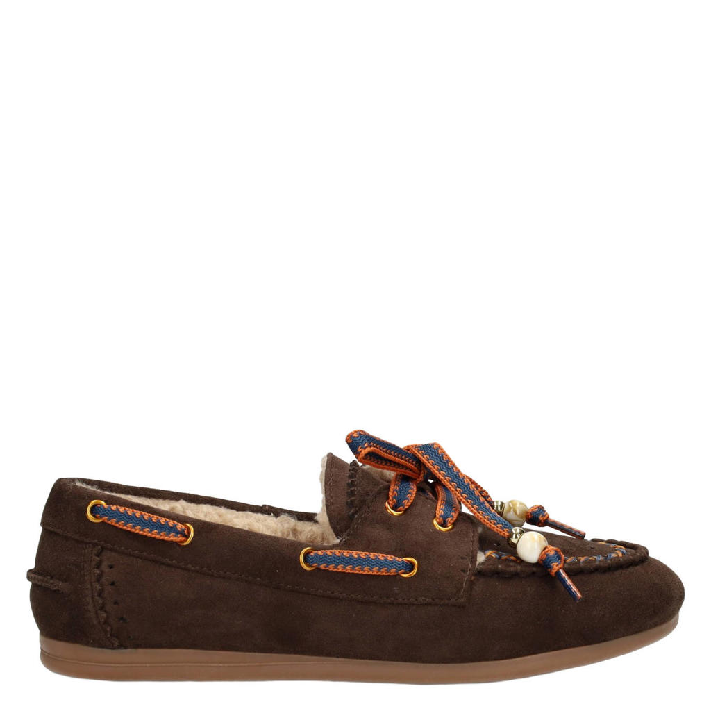 POSH by Poelman Melody suèdelook bootschoenen - donkerbruin