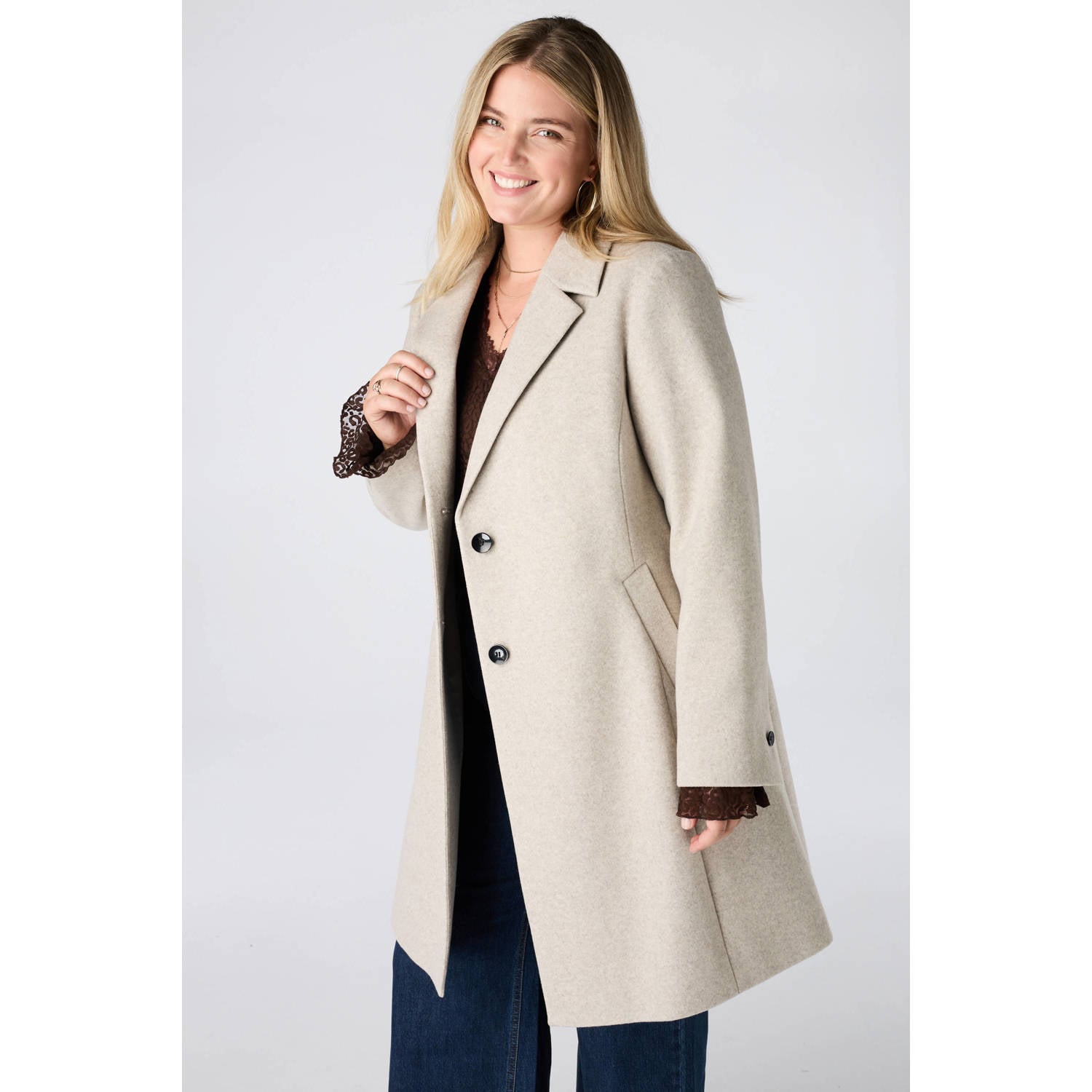 MS Mode Plus Size mantel beige
