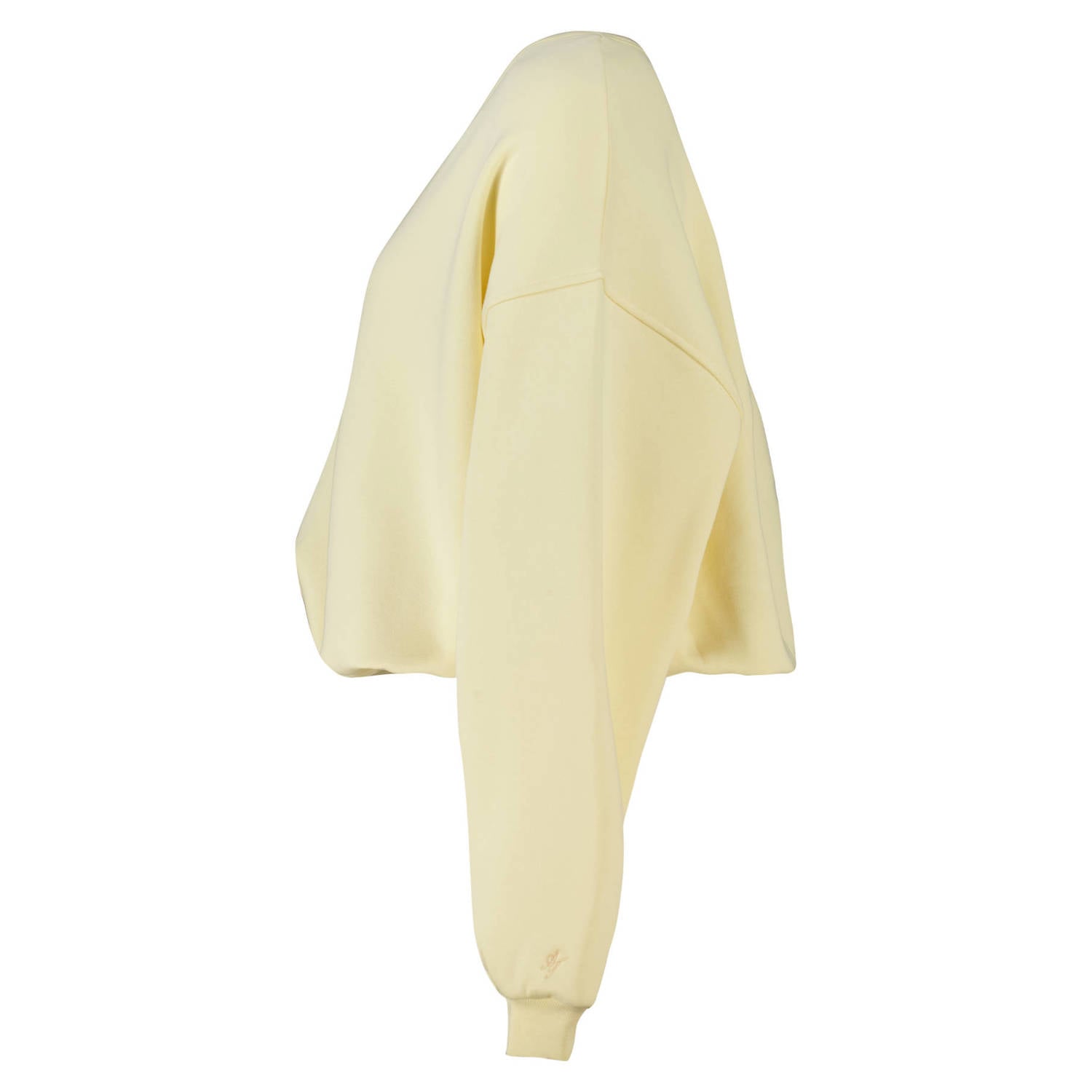 America Today sweater met open rug en plooien lichtgeel