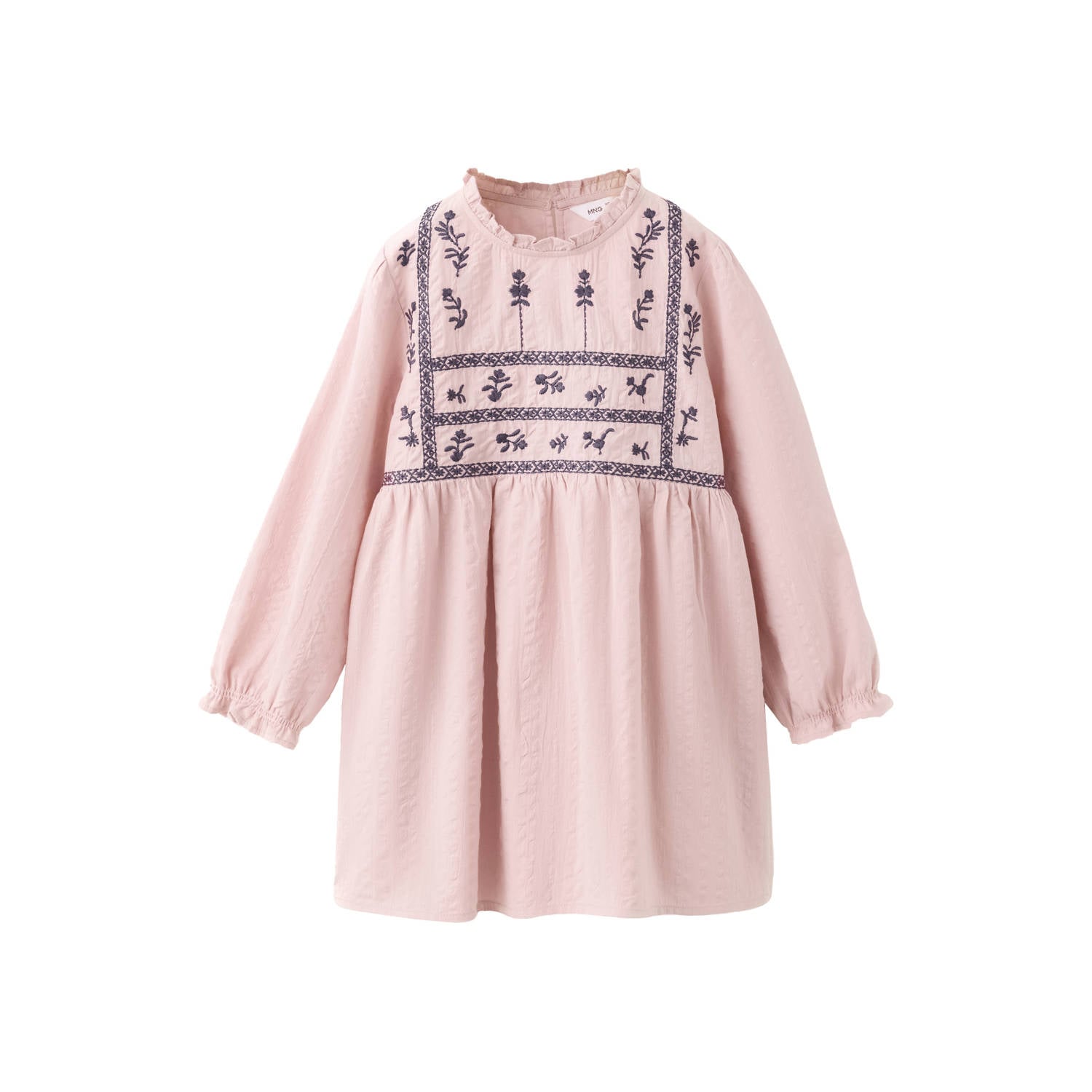 Mango Kids A-lijn jurk met ruches en print roze