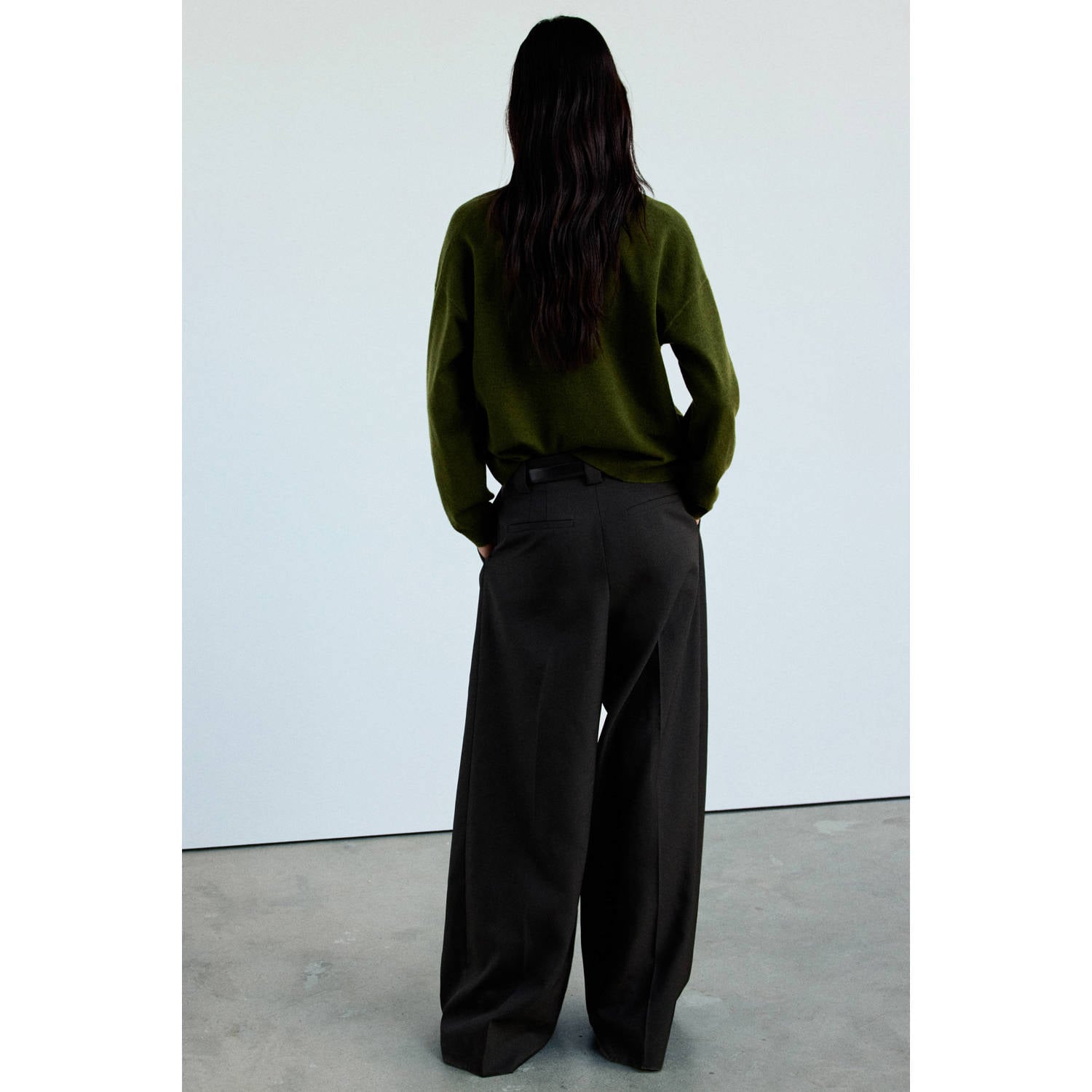Mango gebreid vest met wol groen