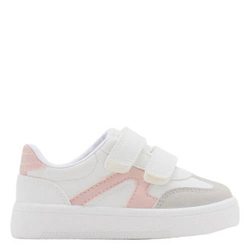 Mango Kids leren sneakers wit/lichtroze