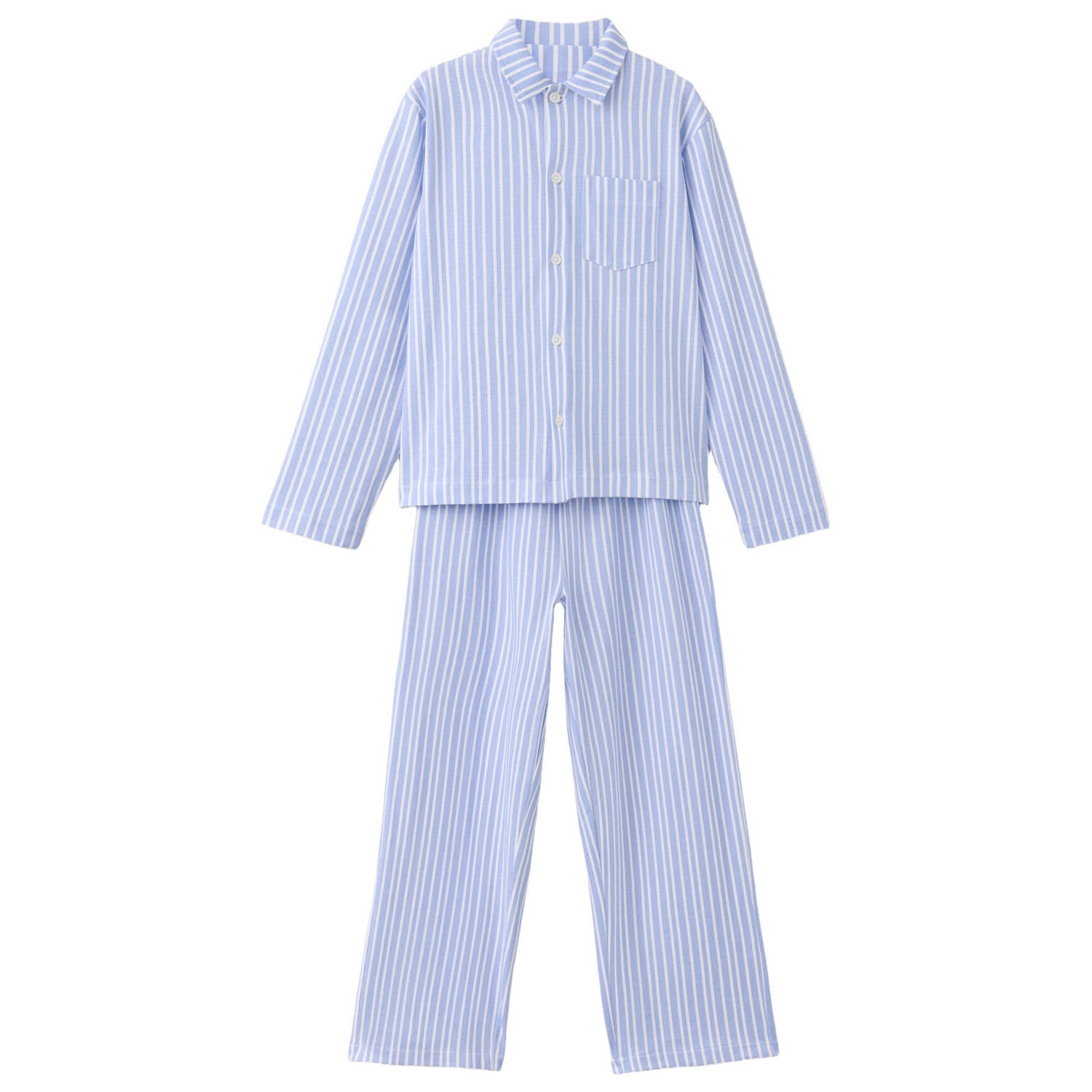 Mango Kids gestreepte pyjama lichtblauw wit