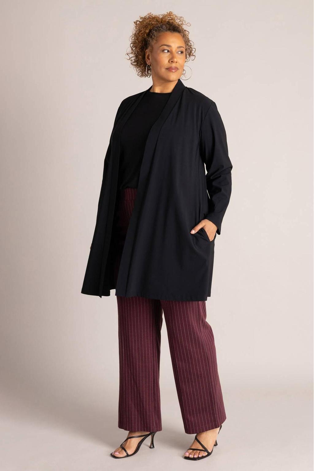 Zwarte dames Colletta vest Plus Size van polyamide met effen en lange mouwen