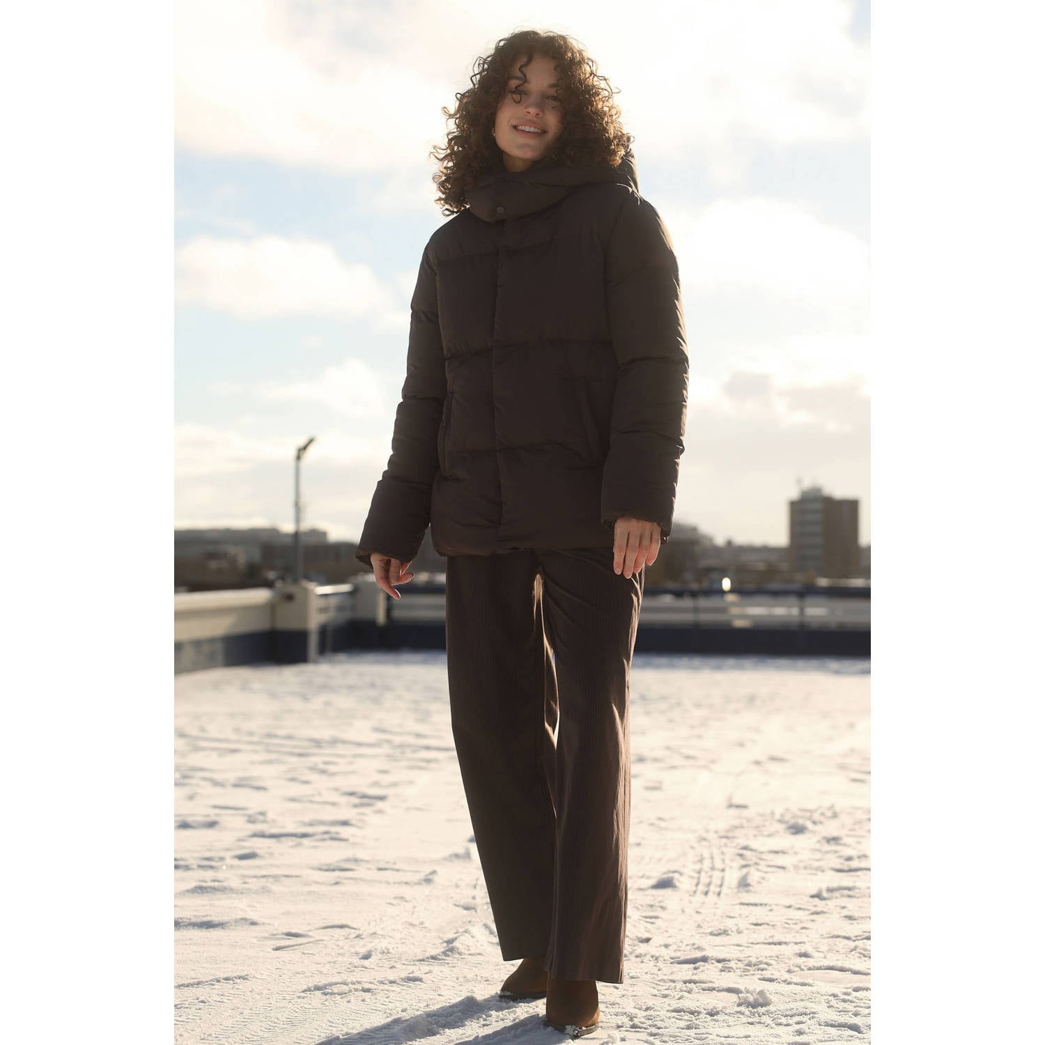 Yest Curve Plus Size winterjas bruin
