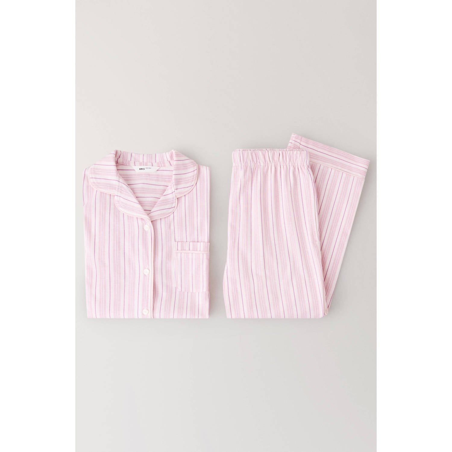 Mango Kids gestreepte pyjama roze wit