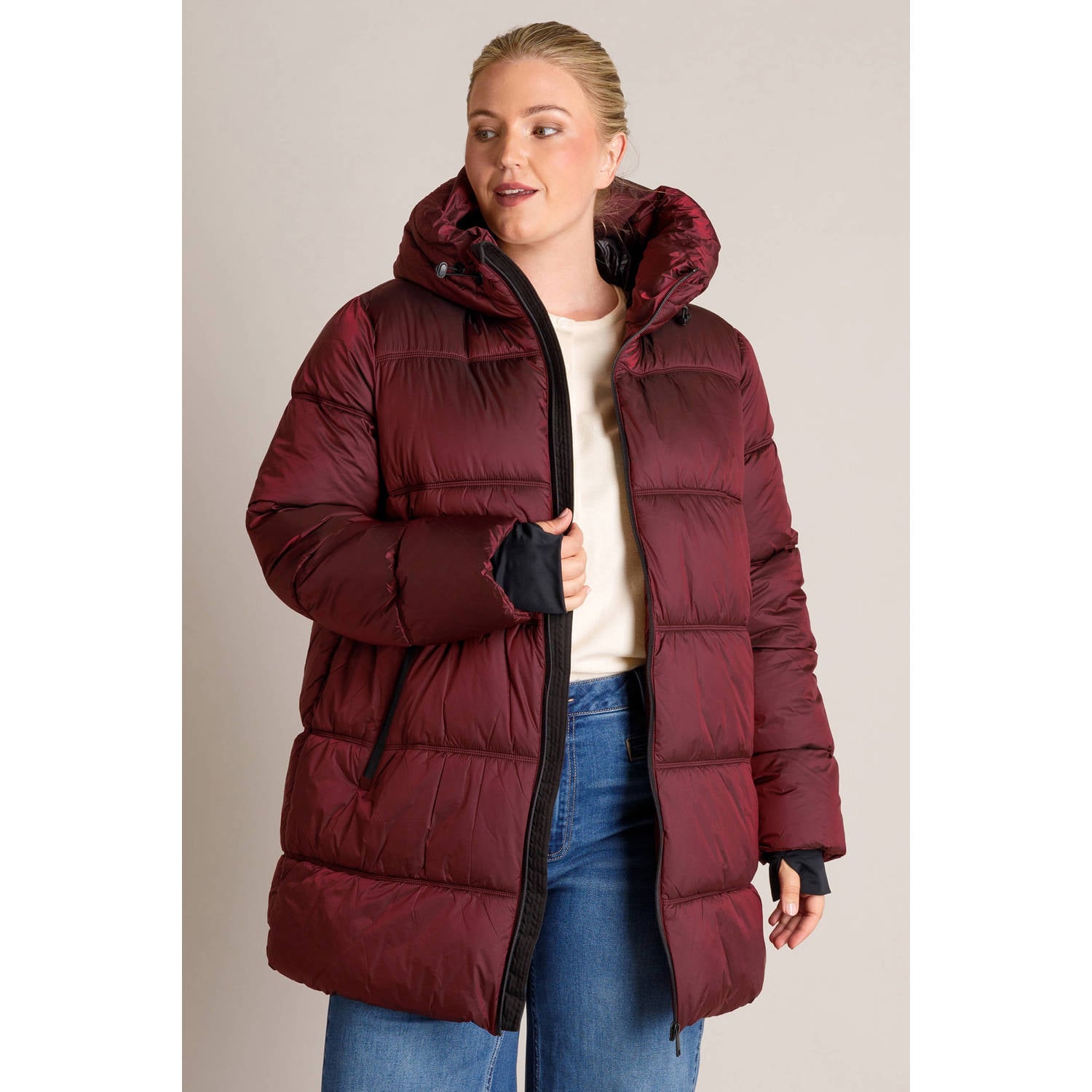 Yest Curve Plus Size winterjas donkerrood