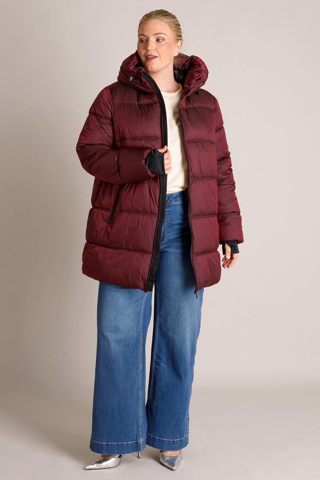 Yest Curve Plus Size winterjas - donkerrood