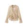 Mango kanten blouse met ruches - zand