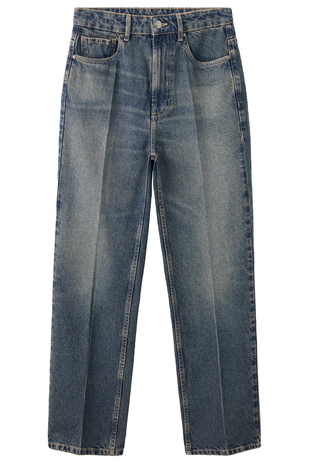 Medium blue denim dames Mango regular waist slim fit jeans mediumblauw van denim met effen