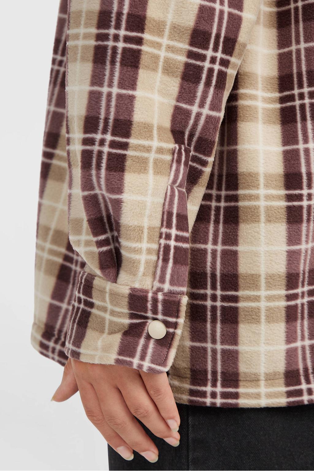 Beige dames O'Neill fleece outdoor blouse met lange mouwen, klassieke kraag en knoopsluiting