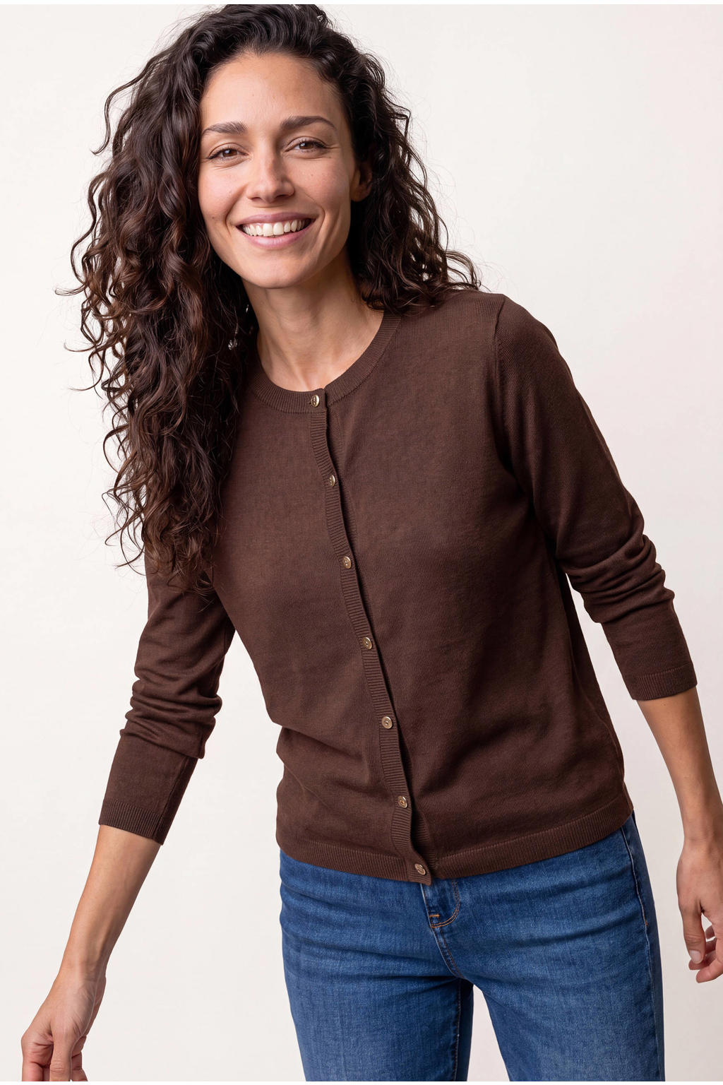 Miss Etam gebreid vest - bruin
