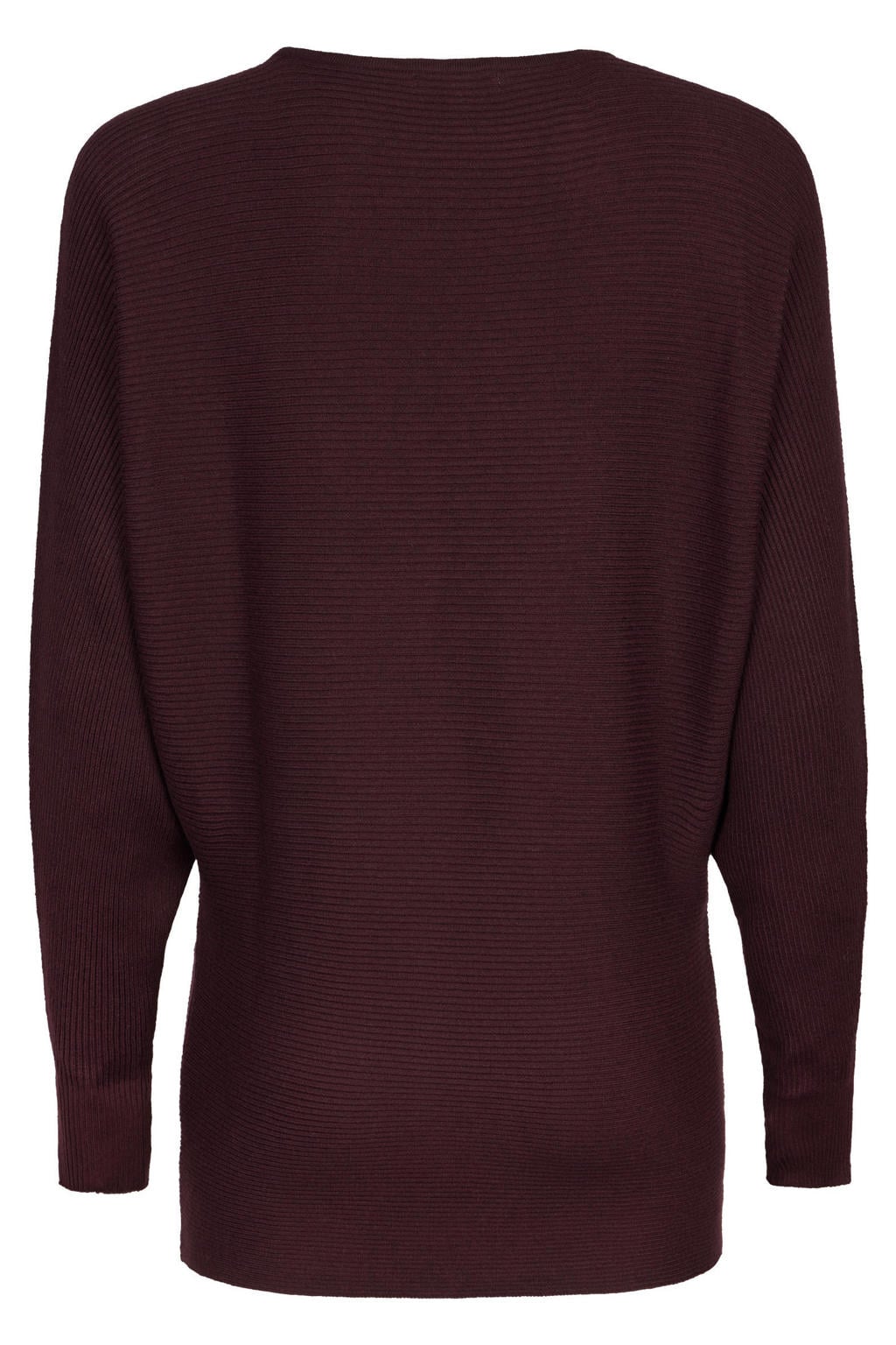 Aubergine dames Miss Etam oversized gebreide trui van viscose met effen, lange mouwen en ronde hals
