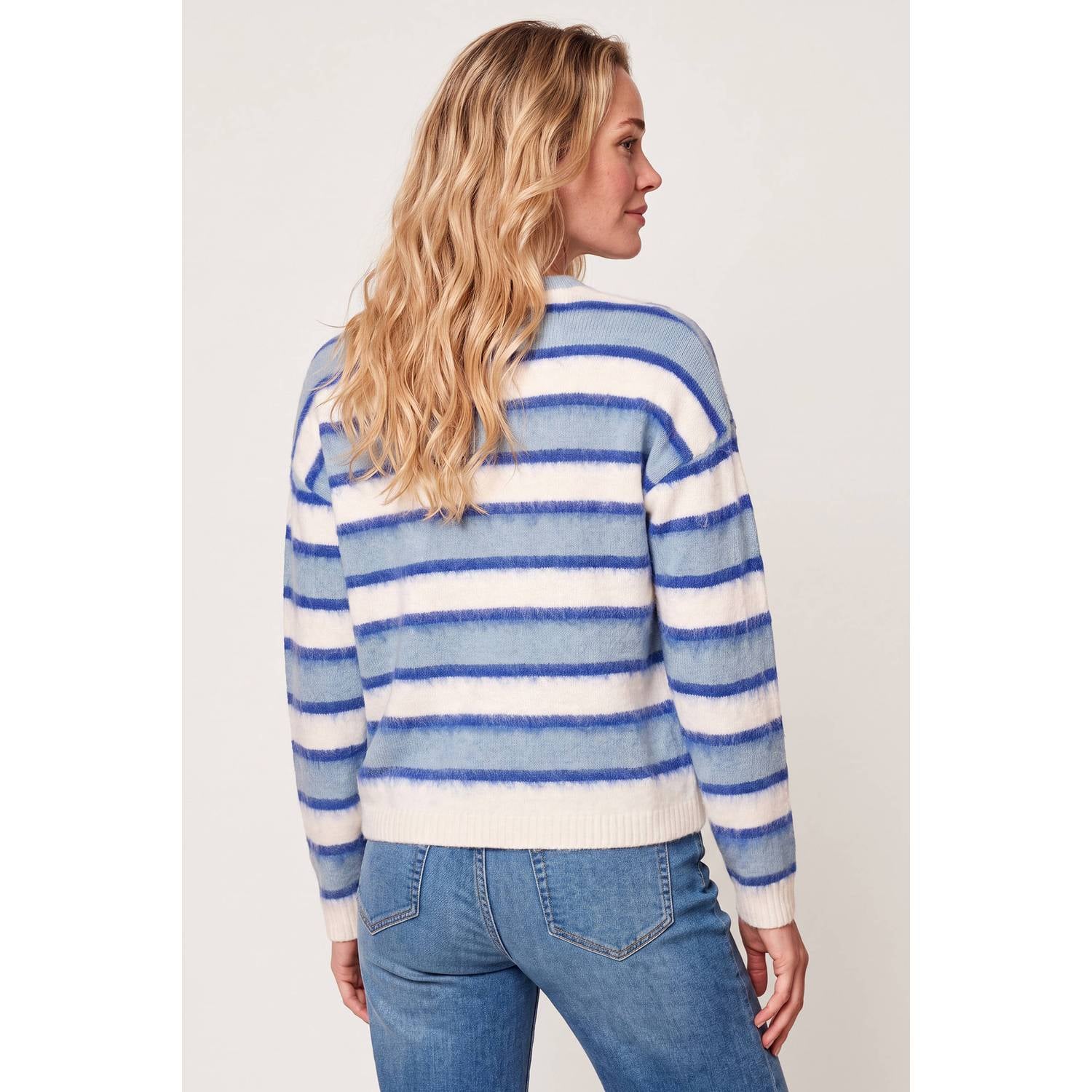 Miss Etam gebreide gestreepte trui blauw wit