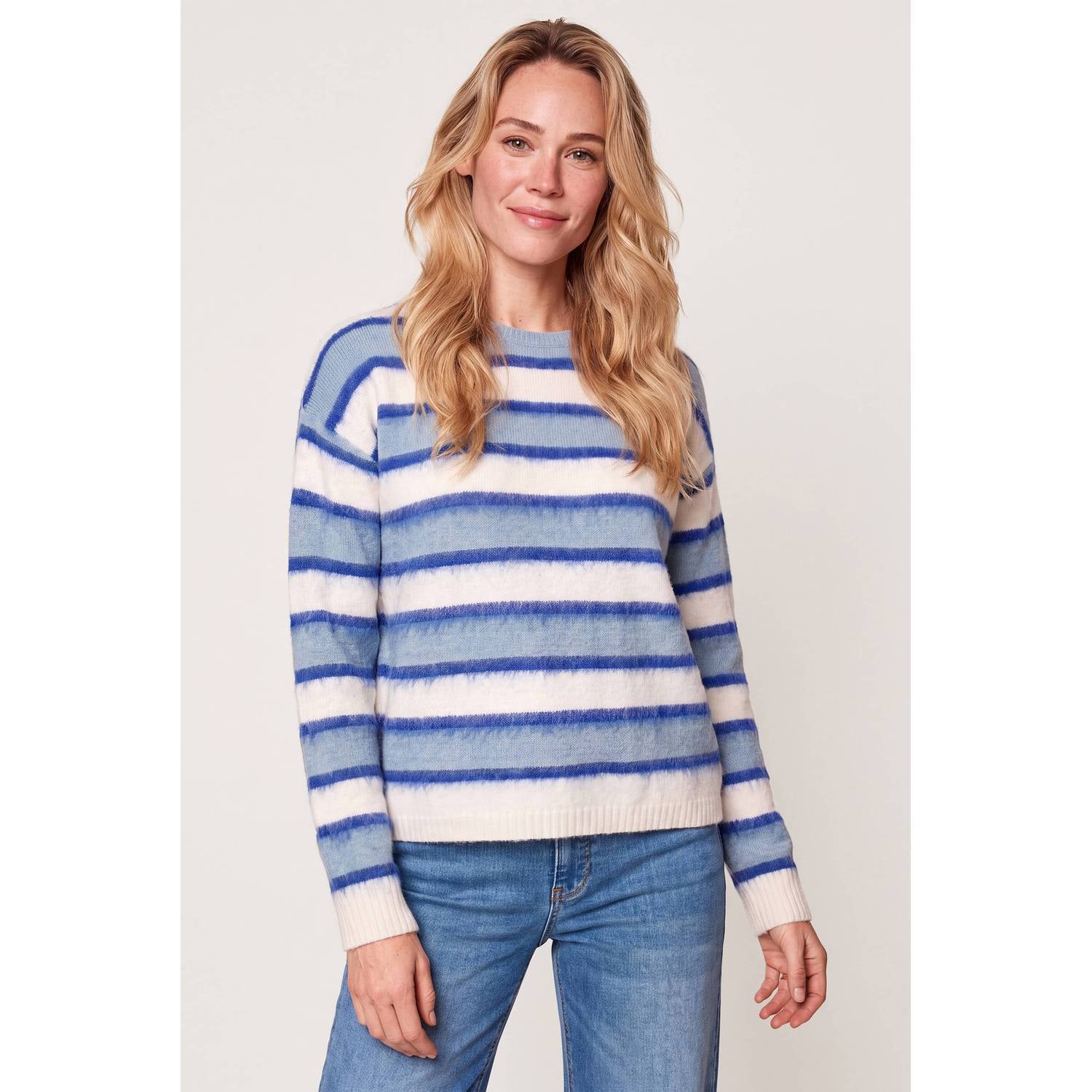 Miss Etam gebreide gestreepte trui blauw wit