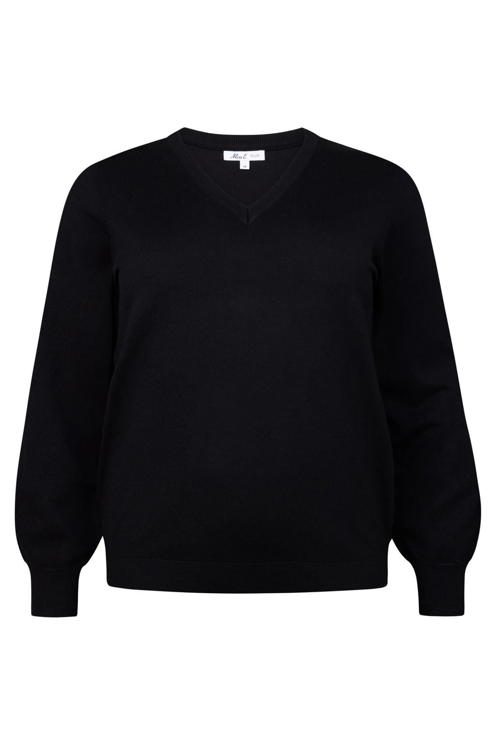 Zwarte dames Miss Etam Plus sweater van viscose met effen en lange mouwen