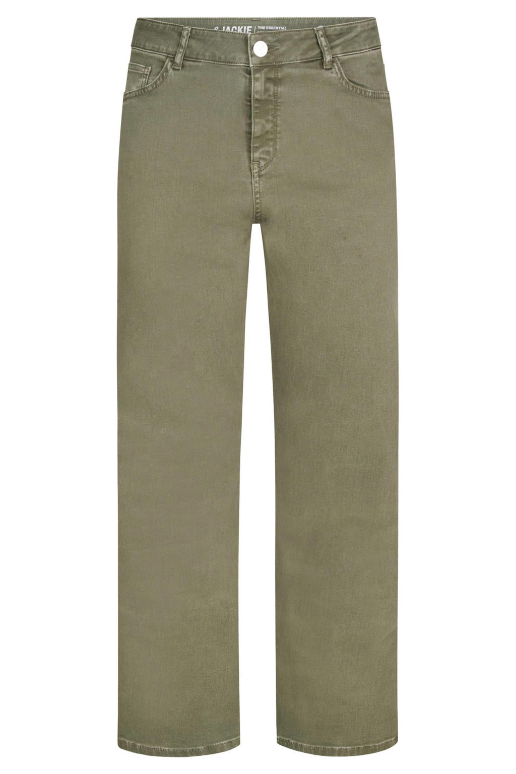 Groene dames Miss Etam Plus straight leg jeans van denim met rits- en knoopsluiting en effen