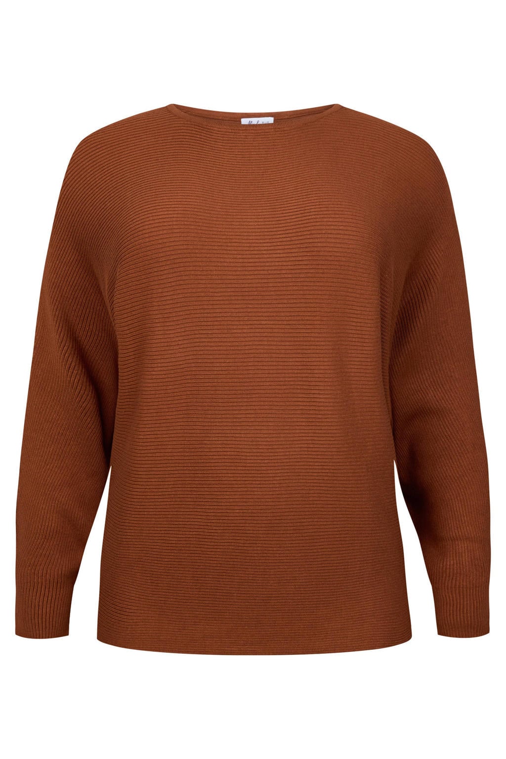 Bruine dames Miss Etam Plus gebreide trui van viscose met effen en lange mouwen