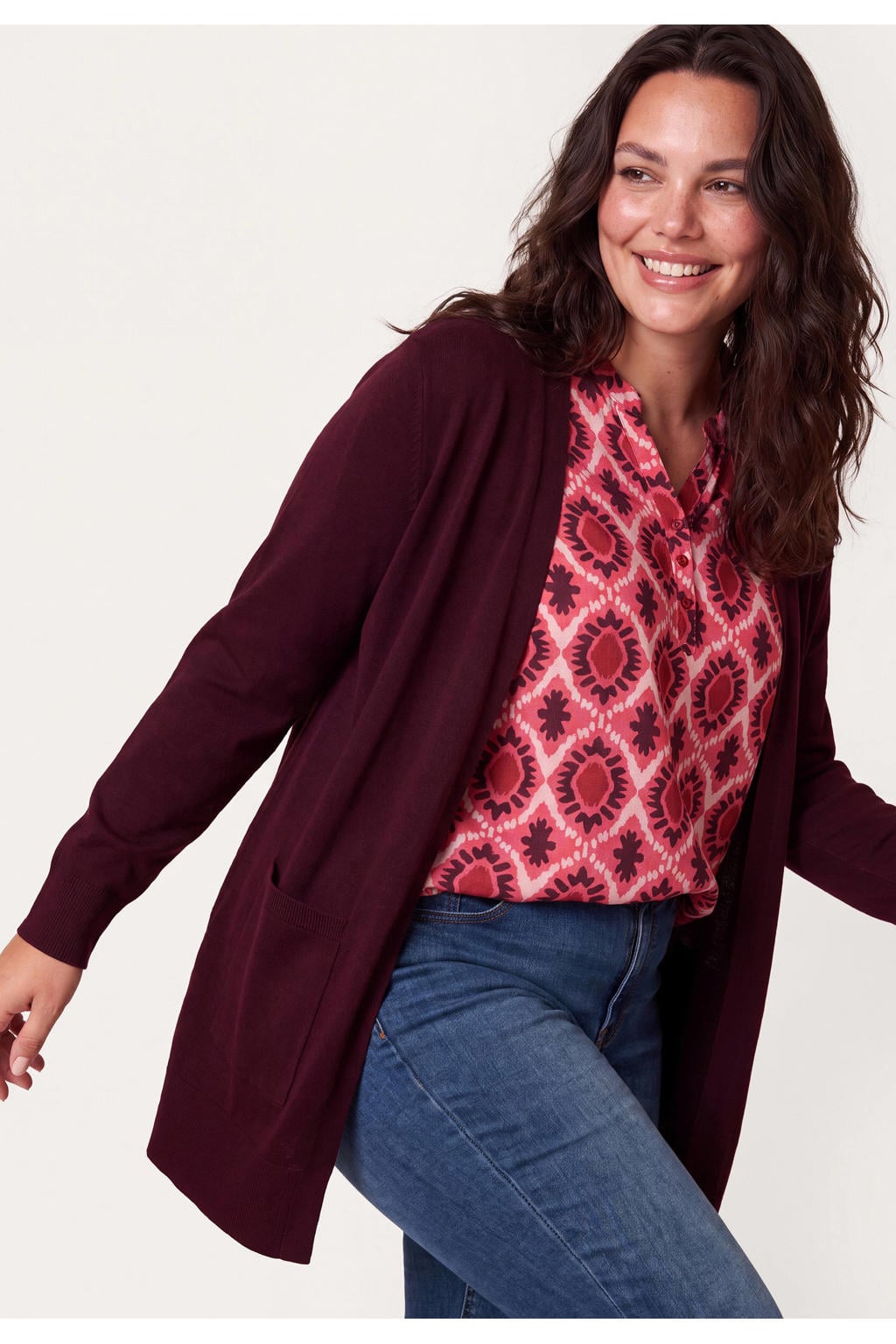 Miss Etam Plus gebreid vest - paars
